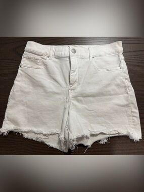 Express White Frayed Hem Denim Shorts